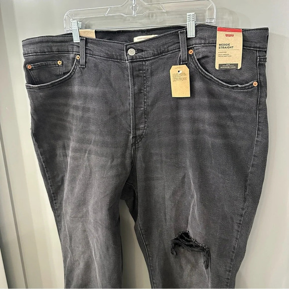 Levi's Premium Wedgie Straight Jeans Highwaisted Distressed Plus Size 24W - Picture 4 of 6